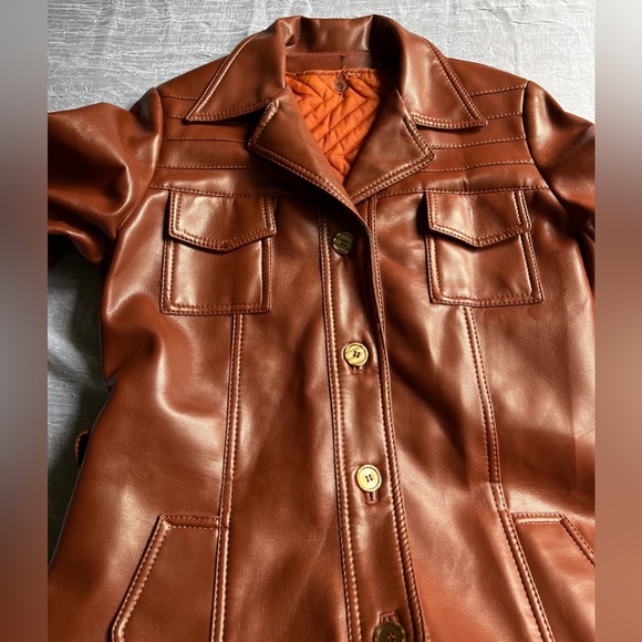 Vintage Vegan Leather Trench Coat - Picture 6 of 10